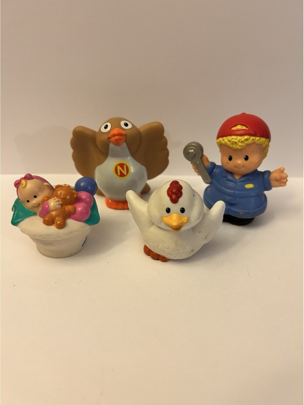 Fisher-Price Little People Set Of 4 Baby, Mechanic, Chicken And Nightingale